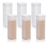 Set of 6 Square Cracker Keeper Plastic Saltine Cracker Sleeve Storage Container Tall Spaghetti Container Baking Soda Container Bread Saver for Airtight Cookie Cereal Fresh Food Holder
