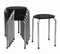 Set of 6 Stackable Dining Stools Portable Round Chairs Kitchen Breakfast Seating