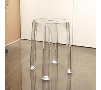 Set of 6 Stackable Transparent Acrylic Bar Stools - Durable Indoor & Outdoor Plastic Chairs for Home Cafe Restaurant Use Modern Design Easy to Clean