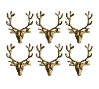 Set of 6 Stag Head Napkin Rings Gold Christmas Tableware Decoration