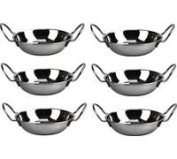 SET OF 6 STAINLESS STEEL 17CM BALTI DISHES - INDIAN SERVING DISHES - CURRY NIGHT - Fast Dispatch by Prima