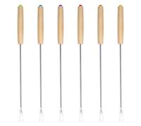 Set of 6 Stainless Steel Fondue Forks, 9.5 Inches Marshmallow Toasting Forks Kit Heat Resistant Stainless Steel with Wooden Handle for Roast Meat Dessert Cheese Marshmallows Hot Dogs (6 Colors)
