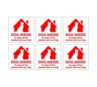 Set of 6 Stickers. Dog Inside. in case of fire Please Save Our Dog Signs. Self Adhesive. Each Sticker is 120mm x 120mm.