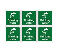 Set of 6 Stickers. Drinking Water Sign. Self Adhesive. Each Sticker is 120mm x 120mm.