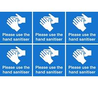 Set of 6 stickers. Please use the hand sanitiser. Alcohol hand rub signs. Each sticker is 120mm x 120mm.
