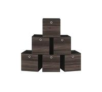 Set of 6 Storage Boxes, Non-Woven and Oxford Fabric, Chestnut Brown