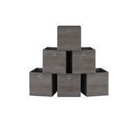 Set of 6 Storage Boxes, Non-Woven and Oxford Fabric, Misty Grey