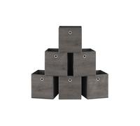 Set of 6 Storage Boxes, Non-woven and Oxford Fabric, Misty Grey / 26L x 26W x 28H cm
