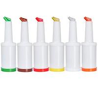 (Set of 6) Store N Pour 1 Qt. Bottles with Spouts and Caps,32 oz Flow-N-Stow Bar Fruit Juice Liquor Storage Containers, Bartender Kit