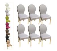 Set of 6 Stretch Dining Chair Covers for Oval/Round Back Chairs - Custom Fit Slipcovers for Dining Room - Protectors for Small/Large Chairs - Easy to Clean