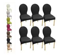 Set of 6 Stretch Dining Chair Covers for Oval/Round Back Chairs - Custom Fit Slipcovers for Dining Room Protects Large/Small Chairs - Easy to Clean B6PCS 1 Small