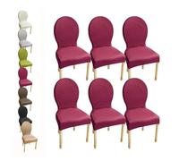 Set of 6 Stretch Oval Round Back Dining Chair Covers Custom Fit for Large/Small Chairs Slipcovers for Dining Room Protection Easy to Clean D 6PCS