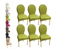 Set of 6 Stretch Oval Round Back Dining Chair Covers - Custom Fit Slipcovers for Large/Small Chairs Protectors for Dining Room & Stylish F6PCS