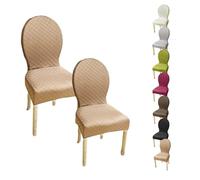 Set of 6 Stretch Oval Round Back Dining Chair Covers Custom Fit Slipcovers for Small/Large Chairs Protectors for Dining Room Decor Du & Easy to Clean