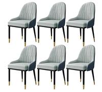 Set of 6 Stylish Modern Dining Chairs Light Blue Microfiber Upholstery Durable Wooden Legs Ideal for Kitchen Living Room & Reception Area Seating