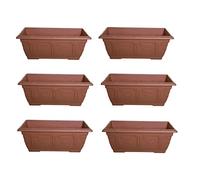 Set Of 6 Terracotta Venetian Patio Trough Pot Planter Large Plastic Garden Plant Pot 60cm