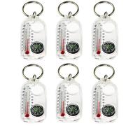 Set of 6 Thermometer Compasses Key Fob Compass Keyring with Thermometer Multifunctional Guide Compass Thermometer Key Fob for Hiking