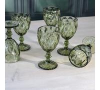 Set of 6 Timeless Elegant Green Wine Glass Goblets Luxury Gift Idea 280ml Elvida Interiors Green 8 Pack