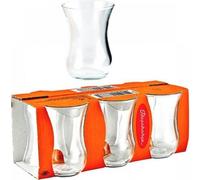 Set of 6 Traditional Clear Glass Pasabahce Classic Turkish Tea Glasses 120ml
