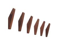 Set of 6 Triangular Solid Wood Wall Hooks, Minimalist Vintage Coat Hat Hooks, 5KG Heavy Duty Wall Mounted Drilling Hooks for Scarf, Bag, Towel, Headphone, Home Decor(Brown)