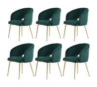 Set of 6 Upholstered Dining Chairs Curved Back with Gold Legs Modern Kitchen and Living Room Furniture Elegant Table Seating for Dining Room and Bedroom