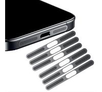 Set of 6 USB C Dust Plugs for iPhone e 16 Series, Mesh Dustproof Sticker, Integrated Protective Speaker and Charging Port, Phone Speaker Cover, Anti Dust - Black