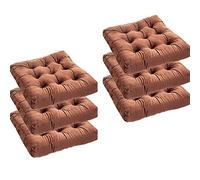 Set of 6 Velvet Chair Pads for Dining Chairs Washable 16x16 Square Cushions Soft Kitchen Chair Cushions without Ties All Season Comfort in Brown