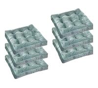 Set of 6 Velvet Kitchen Chair Pads Washable Dining Chair Cushions 16x16 Soft Square Seat Cushions for All Seasons Non Tie Design Blue Color