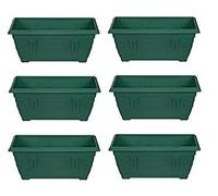 Set Of 2 Venetian Window Box Trough Planters Small 40cm Plastic Plant Pot Forest Green