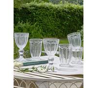 Set of 6 Vintage Clear Embossed Wine Glass Wine Goblets Festive Christmas Decor Glassware, Tall & Short Drinking Glass Whiskey Glass Tumblers Dibor Clear 6 Pack