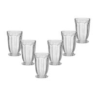 Set of 6 Vintage Luxury Clear Embossed Drinking Tall Tumbler Glasses Festive Christmas Decor Glassware 340ml Dibor Clear 6 Pack