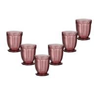 Set of 6 Vintage Luxury Purple Embossed Short Whiskey Glass Tumblers Festive Christmas Decor Glassware 290ml Dibor Purple 6 Pack