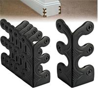Set of 6 Vintage Skirting Board Corner Protectors with Brass Trim(Schwarz)