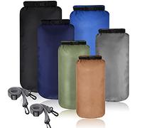 Set of 6 Waterproof Dry Bags Combination Airtight Lightweight Waterproof Bags 20L 15L 10L 8L 5L 3L Long Adjustable Shoulder Strap for Kayaking Boating Hiking Camping, Colour Dark, /