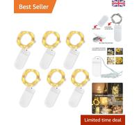 Set of 6 Waterproof Fairy Lights - 2m LED Copper Wire for Indoor & Outdoor