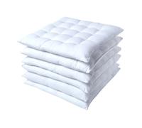 (Set of 6, White) Plain Seat Pad with Button Straps 100% Cotton