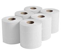Set of 6 - White Rolls 2 ply Embossed Kitchen Hand Wipes Big Size Paper Towel Cleaning Multi-Purpose Use