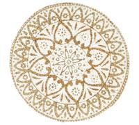 Set of 6 White Round 38 cm Jute Handmade Place Mats Washable Non-Slip Heat Resistant for Dining Table Kitchen Dining Room with Scratch Protection and Stain Protection