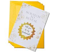Set of 6 Will You Be My Bridesmaid Cards with Envelopes - Thoughtful Bridesmaid Gift for Wedding - Wedding Planner Essentials - Sparkly Gold Scratch off Design