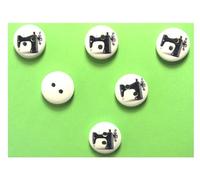 Set of 6 Wooden Buttons: Round Haberdashery Theme Sewing Machine 15 mm (13)
