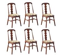Set of 6 Wooden Farmhouse Dining Chairs Vintage Armless Kitchen Side Chairs with High Backrest Omic Seat for Dining Room Living Room RestaurantWalnut & Ink Painting