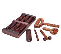 (Set of 6) WoodenFoot/FeetMassager Roller Stress Acupressure | T-ShapeMassager | WoodenFace/NeckMassager | Balyantra WoodenHeadMassager for Scalp | Palm HandMassager for Pain Relief