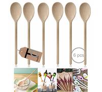 Set of 6 x 10" (250mm) Beechwood Wooden Spoon, Ideal for Baking, Decorating, Engraving, Spoon Puppets etc.