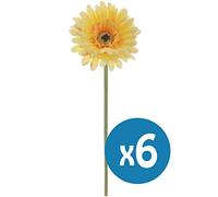 Set of 6 Yellow Small Head Gerbera Artificial Silk Flowers (55cm)