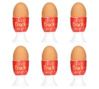 Set Of 6 'You Crack Me Up' Egg Cups Kitchencraft Multi Large