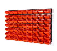 Set of 63 M size IN-Box storage bins and wall mounted louvre