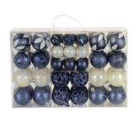 Set of 67 Christmas Baubles Tree Decorations Assorted Designs Sizes Carry Case - Navy
