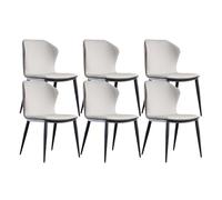 Set of 6High Back Dining Chairs Soft Padded Faux Leather Stylish Grey & Dark GreyComfortable Dining Room Furniture for Kitchen & Living Spaces.