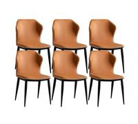Set of 6High Back Dining Chairs Soft Padded Faux Leather Stylish Orange & Dark Gray Ideal for Kitchen Living Room & Lounge Furniture Comfortable & Chic Design