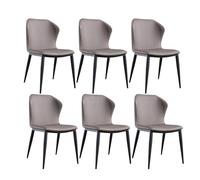 Set of 6High Back Dining ChairsSoft Padded Synthetic Leather Seats for Kitchen Living Room & Dining RoomStylish Dark Gray Upholstered Furniture